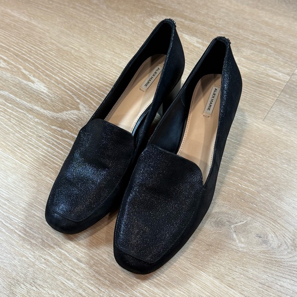 Alex Marie Leather Block Heel Loafers Black Slip On Whimsigoth Academia Size 9.5 - Picture 1 of 8